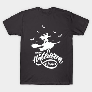 Happy Halloween Beauty Witch Flying Broom T-Shirt